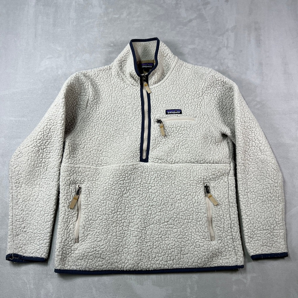 Patagonia Retro Pile Fleece Pullover Mens M Oatmeal 1/4 Quarter Zip Outdoor